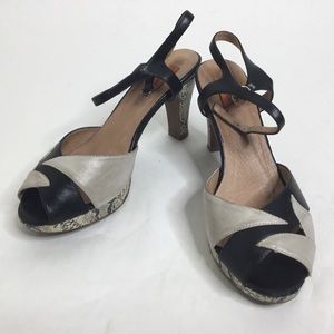 Miz Mooz Lisette Buckle Strap Snakeskin Heels